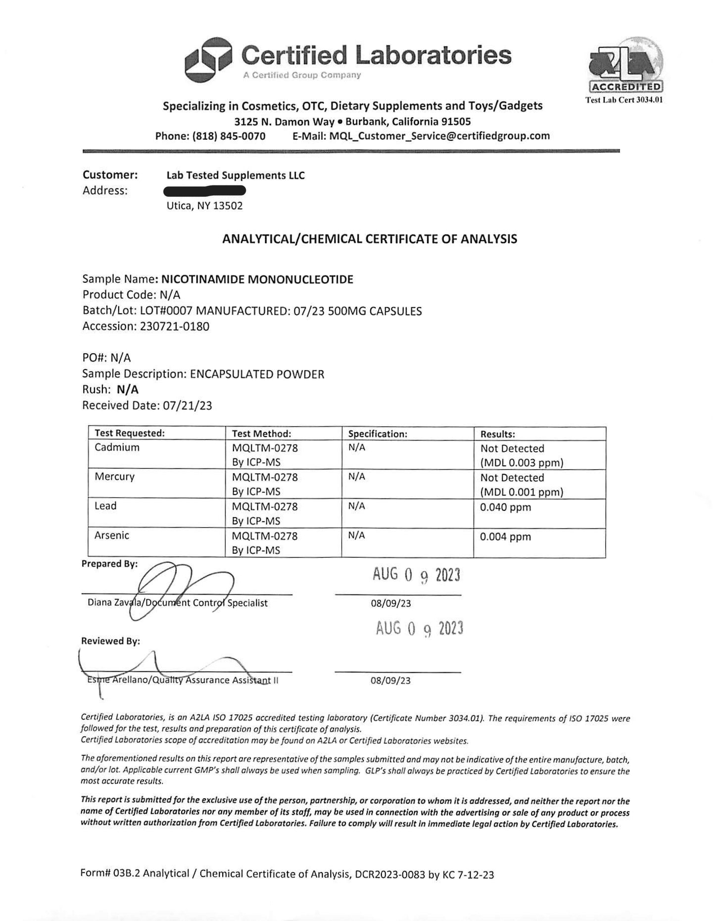 NMN - 60 500mg capsules - Nicotinamide Mononucleotide