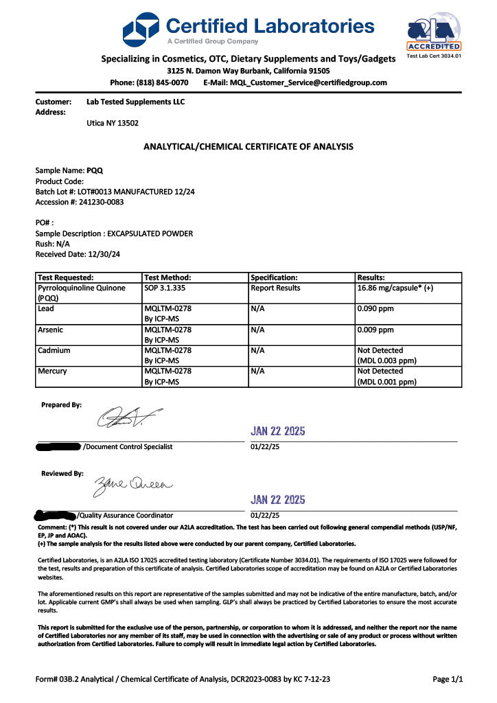 PQQ - 120 20mg capsules